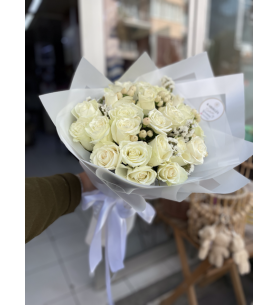 Vip İthal athena Beyaz Gül Buketi